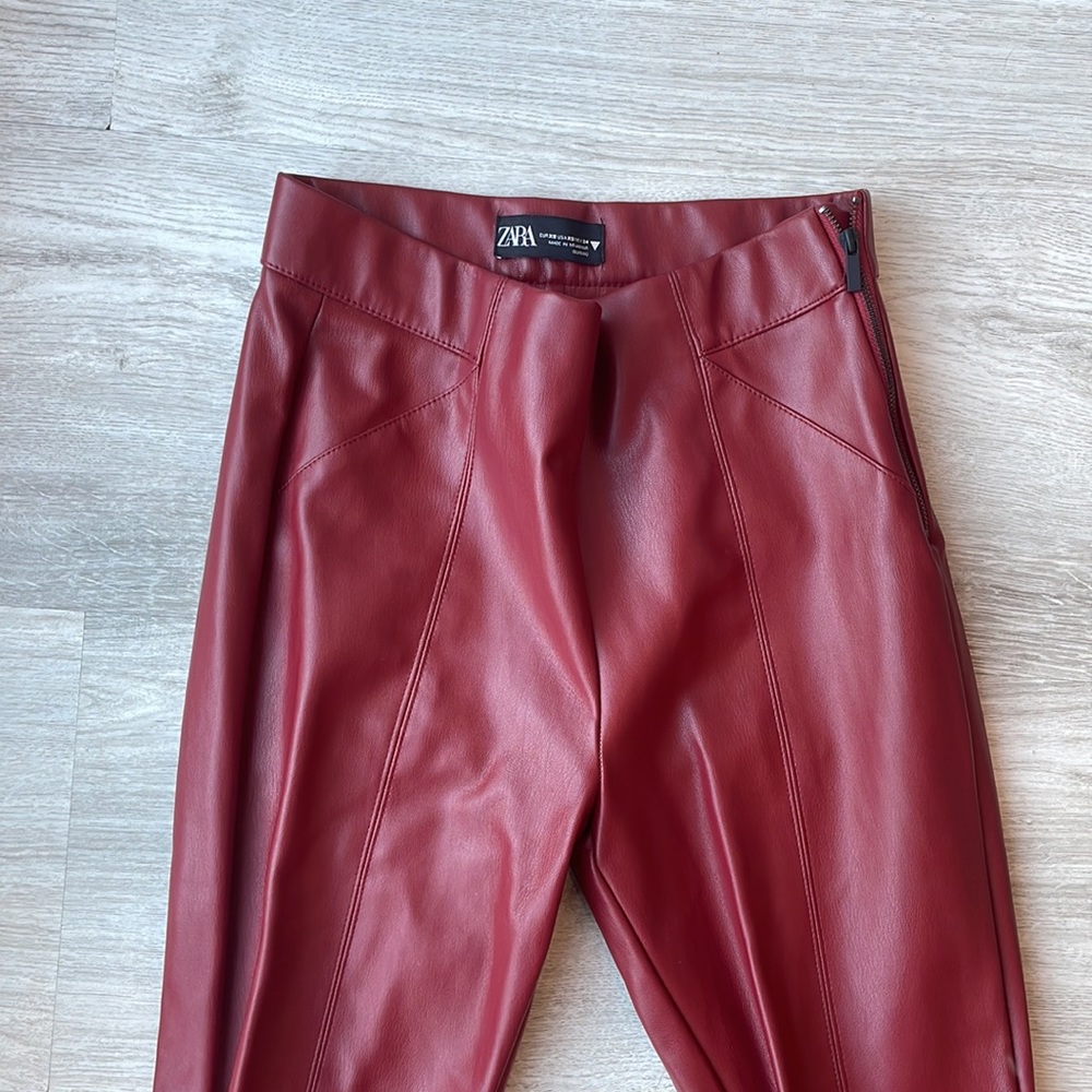 Dark Red Leather Pants